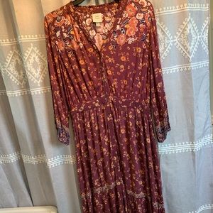 Knox Rose Peasant Boho Midi Dress